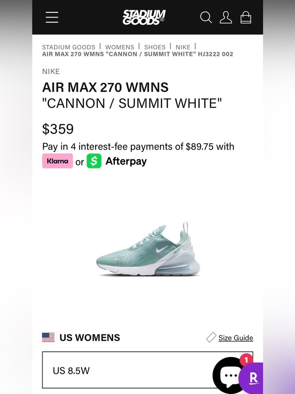 Nike Air Max 270 WMNS Mint Green / Summit White